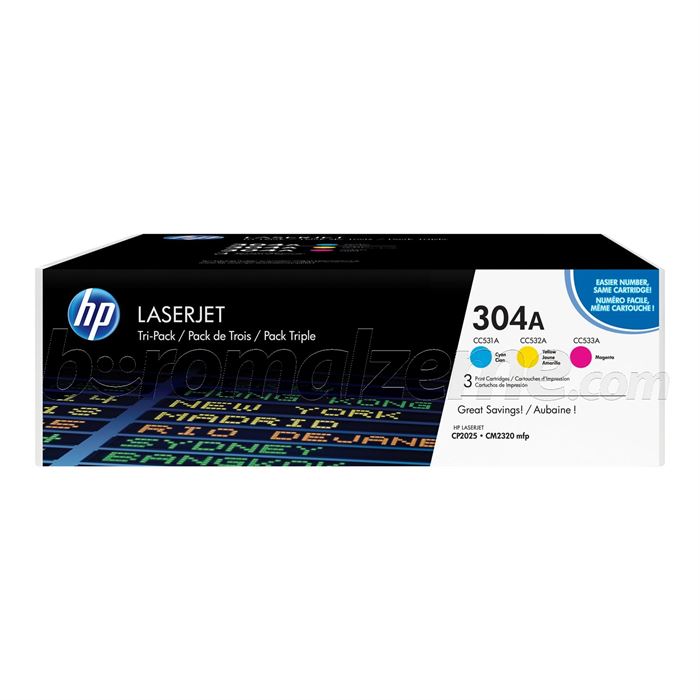 HP CF372AM (304A) MAVI/KIRMIZI/SARI 3 LU PAKET LASERJET TONER KARTUSLARI
